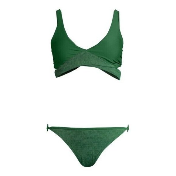 Ymi Womens Smocked Crisscross Two-Piece Swimsuit - Picture 2 of 7